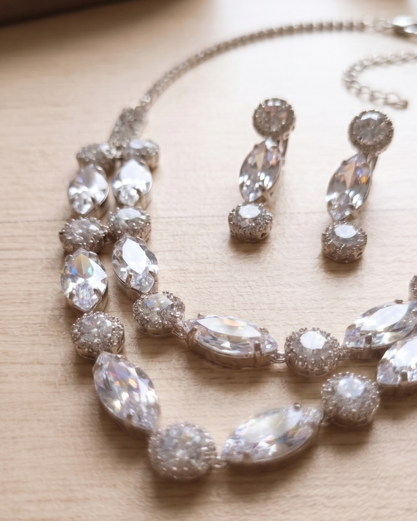 Ruby Elegance Double Layer Necklace Set with Earrings