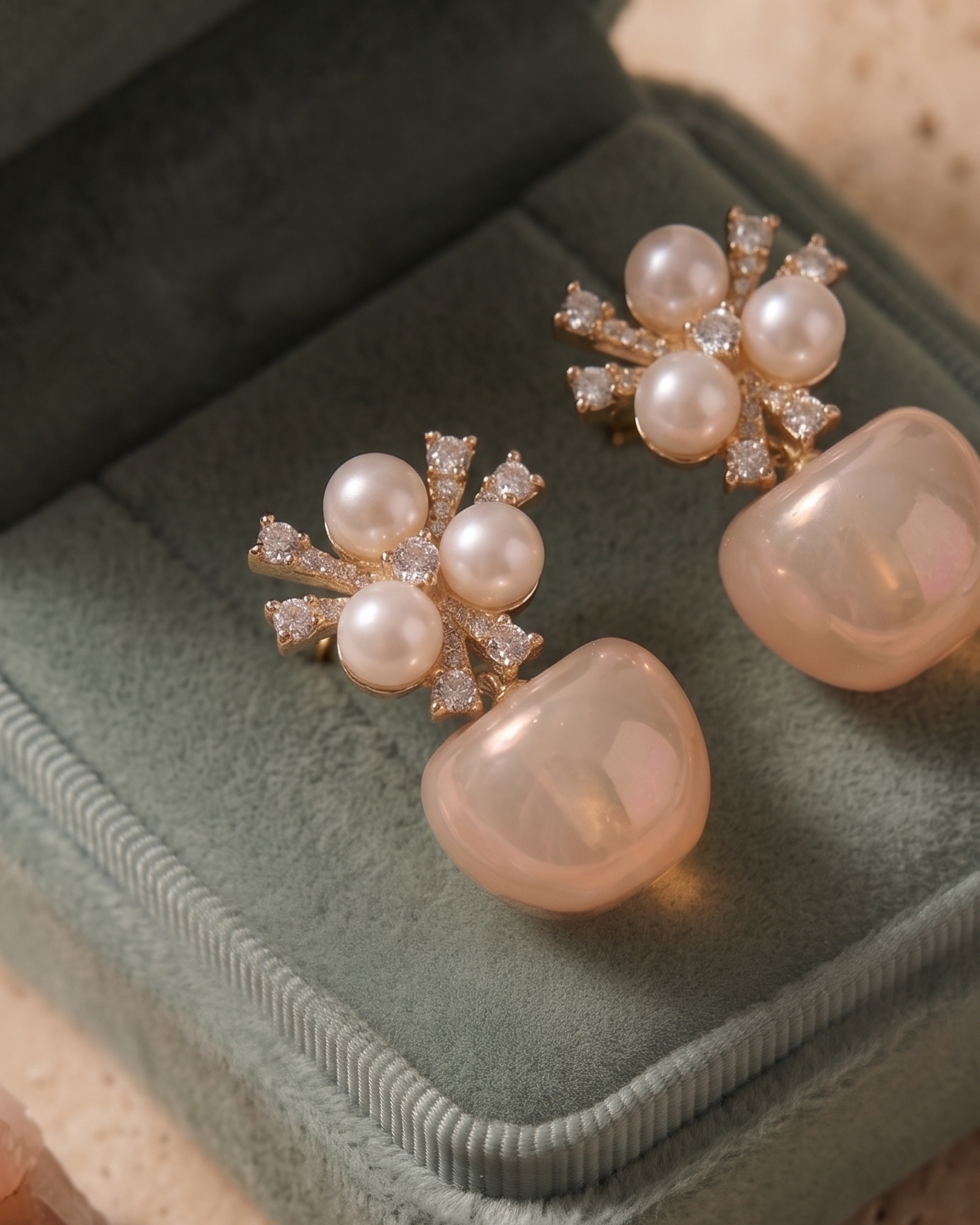 Aurora Pearl Blossom Statement Earrings