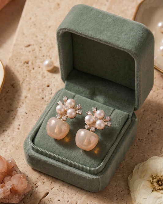 Aurora Pearl Blossom Statement Earrings