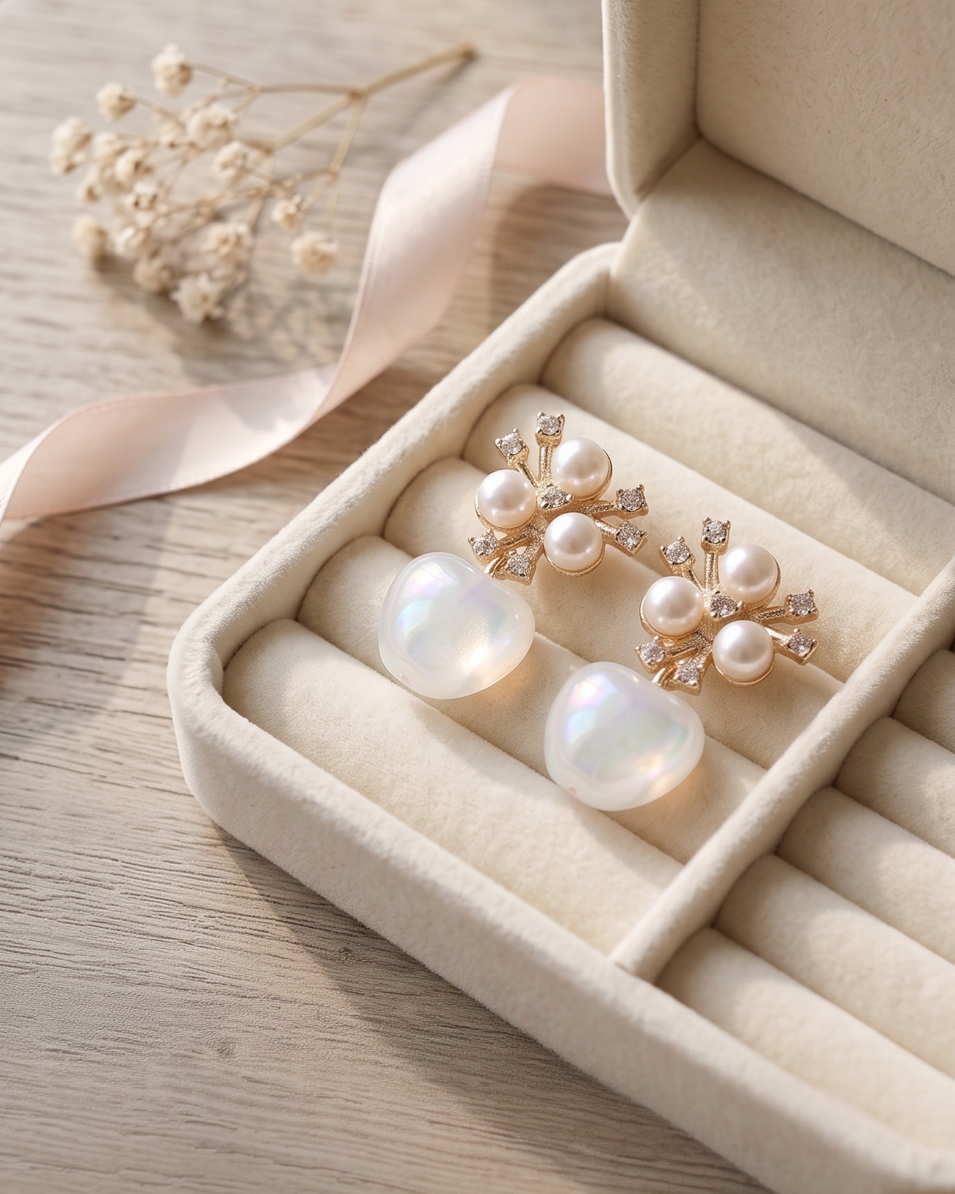 Aurora Pearl Blossom Statement Earrings