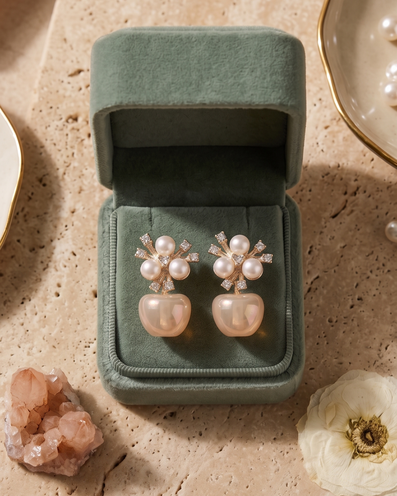Aurora Pearl Blossom Statement Earrings
