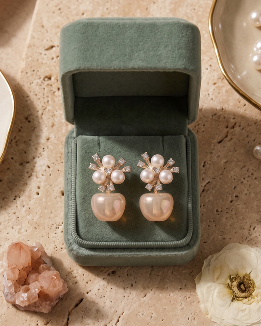 Aurora Pearl Blossom Statement Earrings