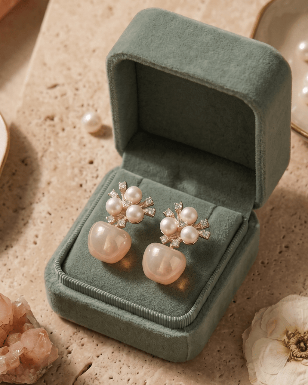 Aurora Pearl Blossom Statement Earrings - Sannu Fashion Store