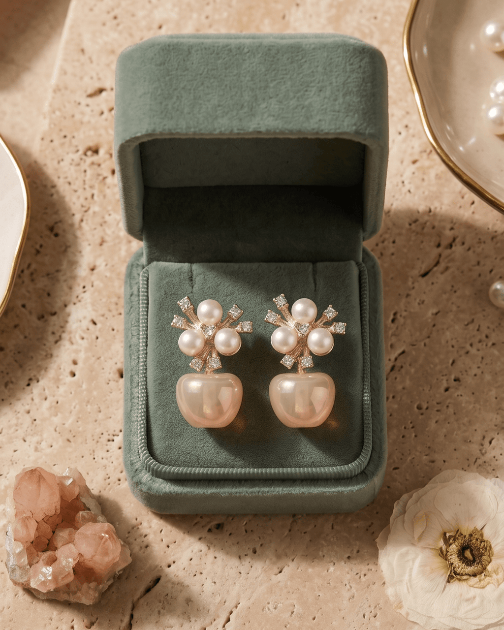 Aurora Pearl Blossom Statement Earrings - Sannu Fashion Store