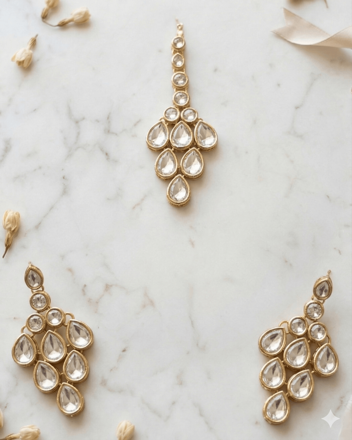 Golden Aura Kundan Necklace Set with Earrings & Maang Tikka - Sannu Fashion Store