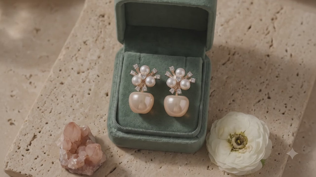Aurora Pearl Blossom Statement Earrings