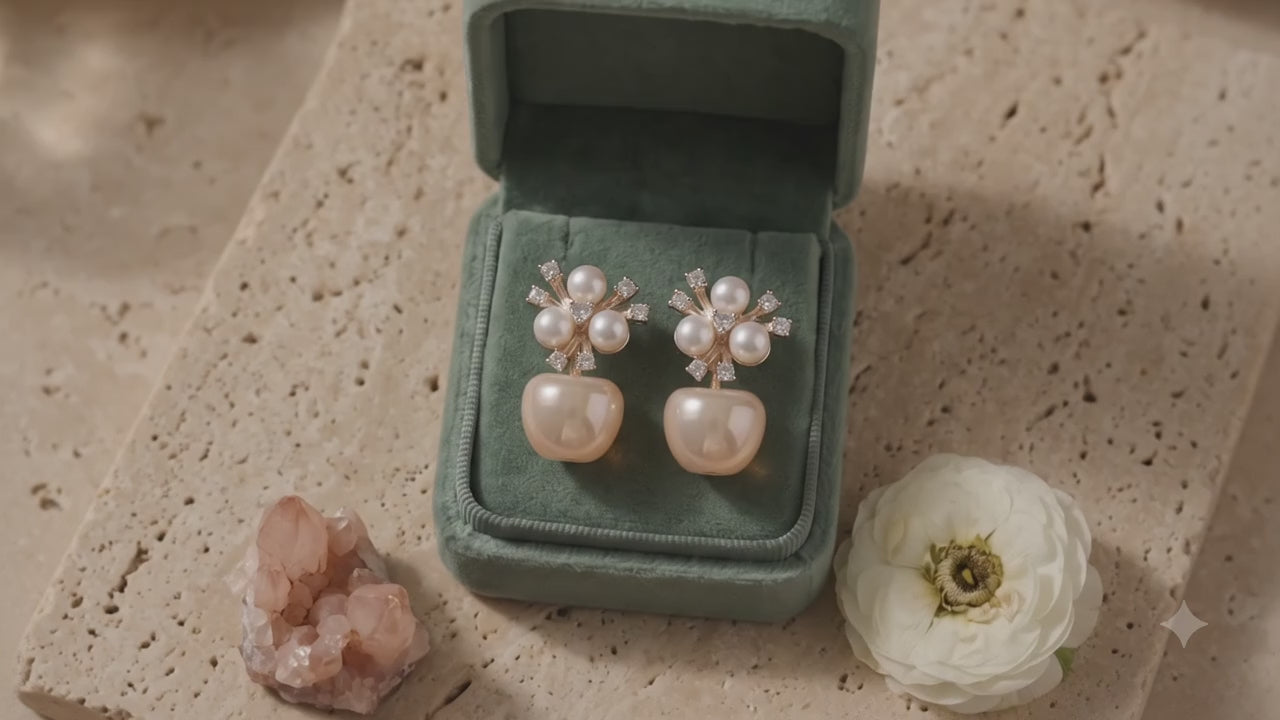 Aurora Pearl Blossom Statement Earrings