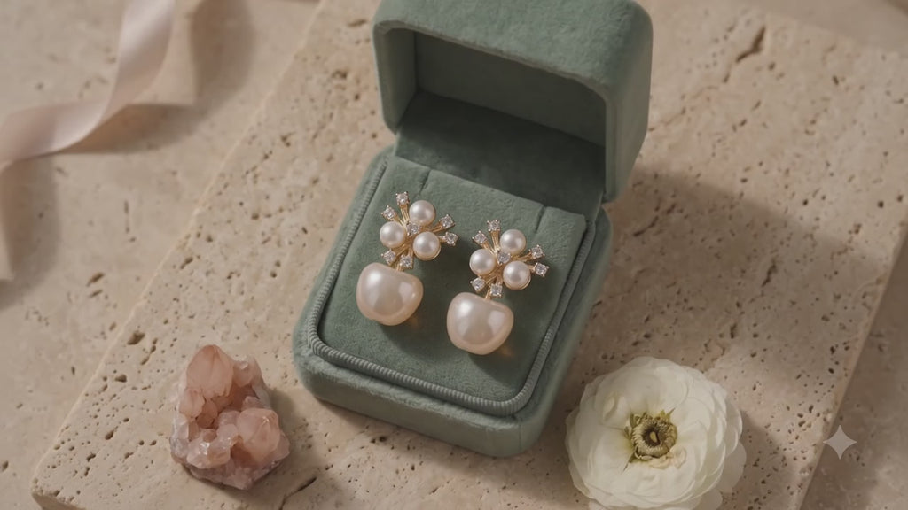 Aurora Pearl Blossom Statement Earrings
