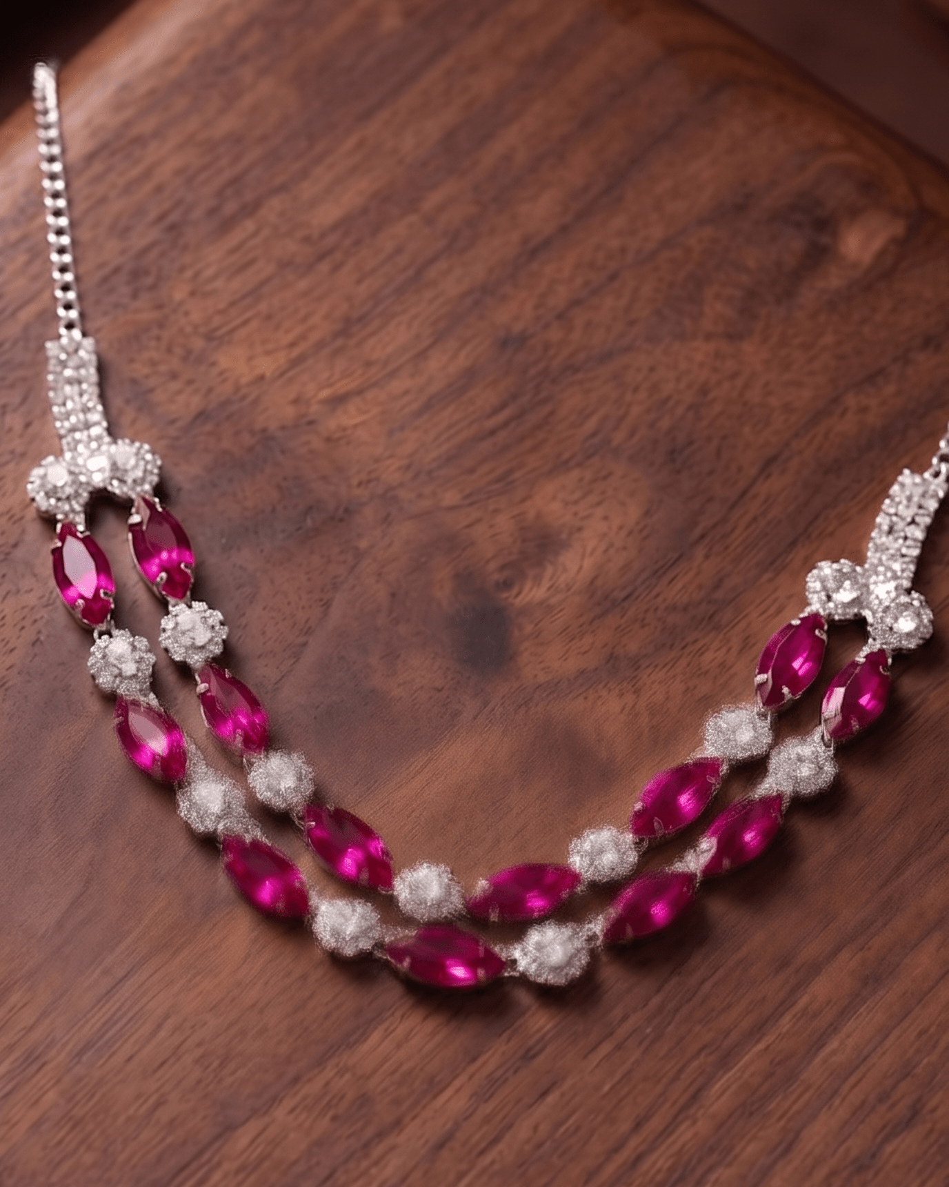 Ruby Elegance Double Layer Necklace Set with Earrings - Sannu Fashion Store