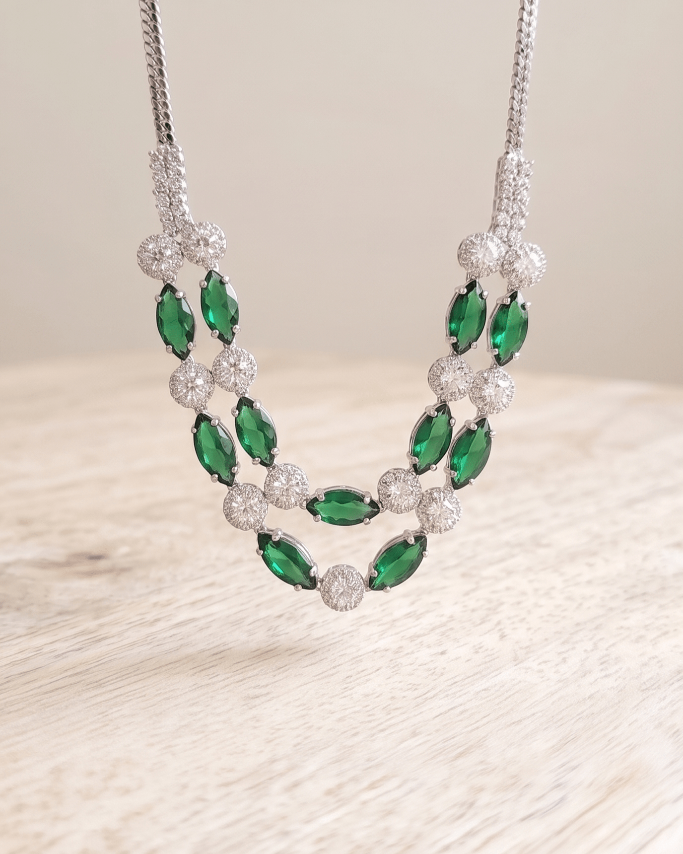 Ruby Elegance Double Layer Necklace Set with Earrings - Sannu Fashion Store
