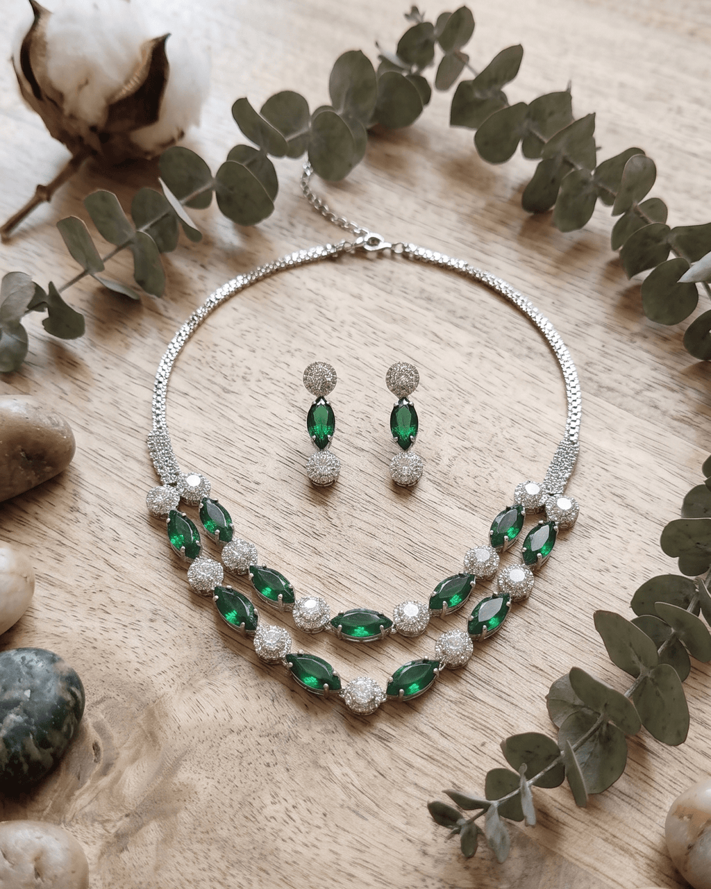 Ruby Elegance Double Layer Necklace Set with Earrings - Sannu Fashion Store