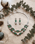 Ruby Elegance Double Layer Necklace Set with Earrings - Sannu Fashion Store