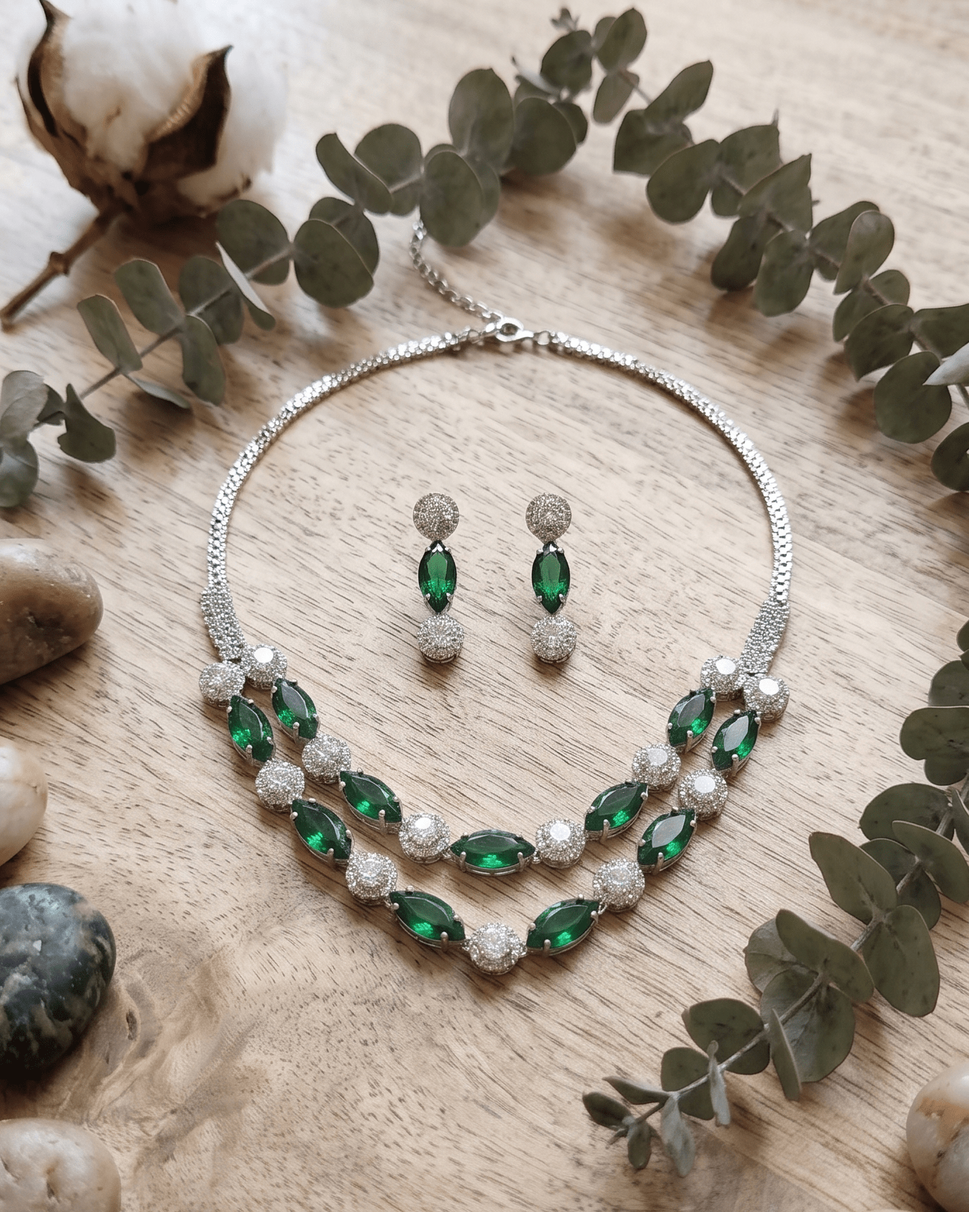 Ruby Elegance Double Layer Necklace Set with Earrings - Sannu Fashion Store