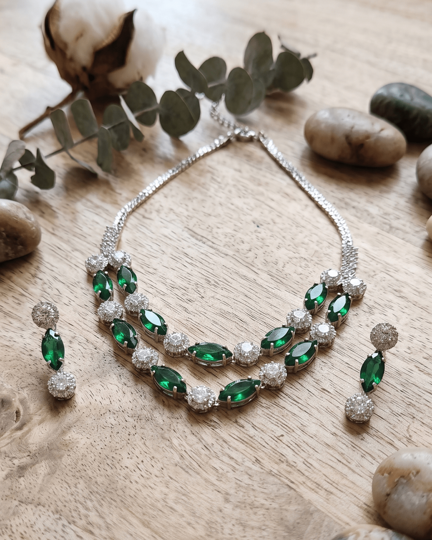 Ruby Elegance Double Layer Necklace Set with Earrings - Sannu Fashion Store