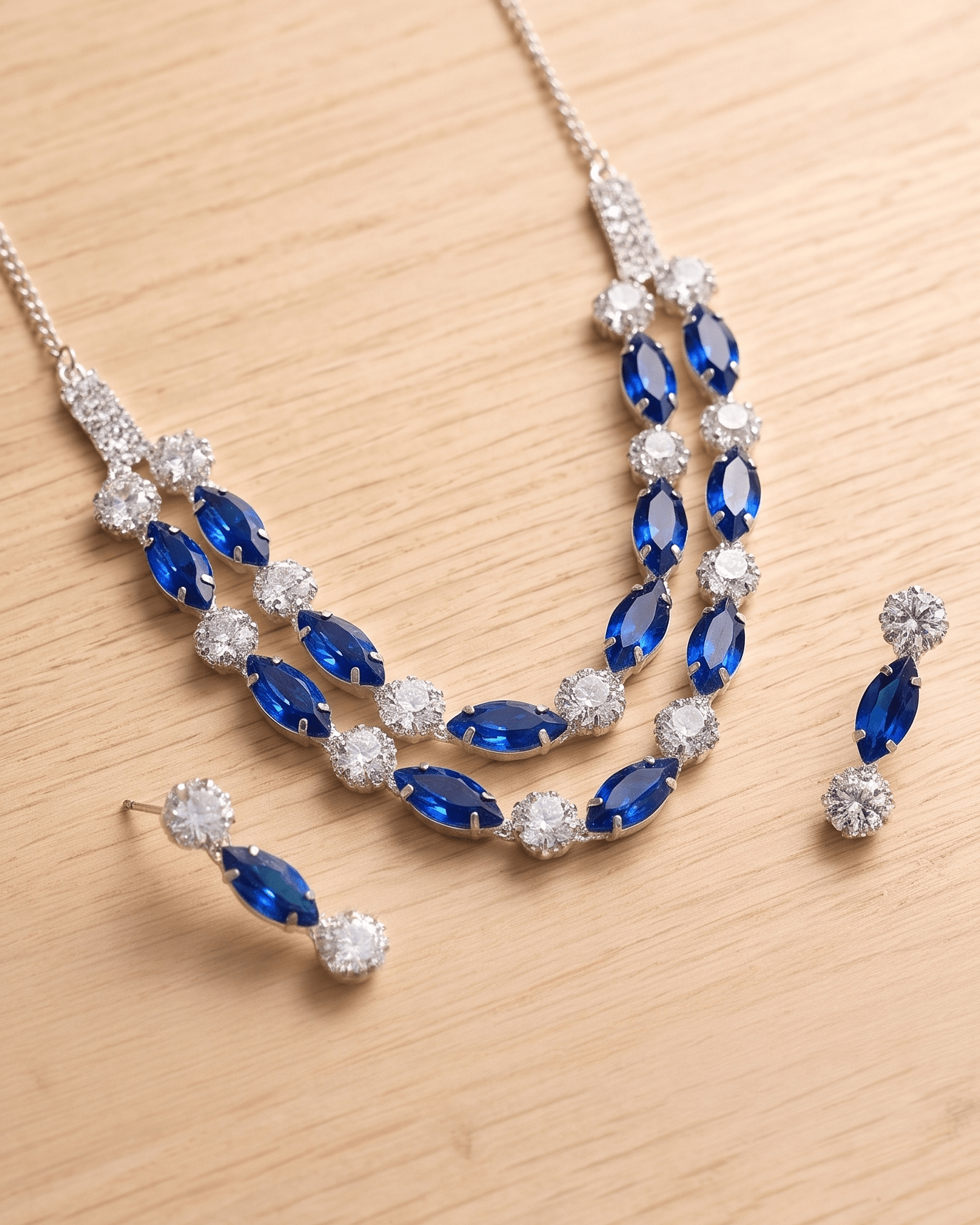 Ruby Elegance Double Layer Necklace Set with Earrings - Sannu Fashion Store
