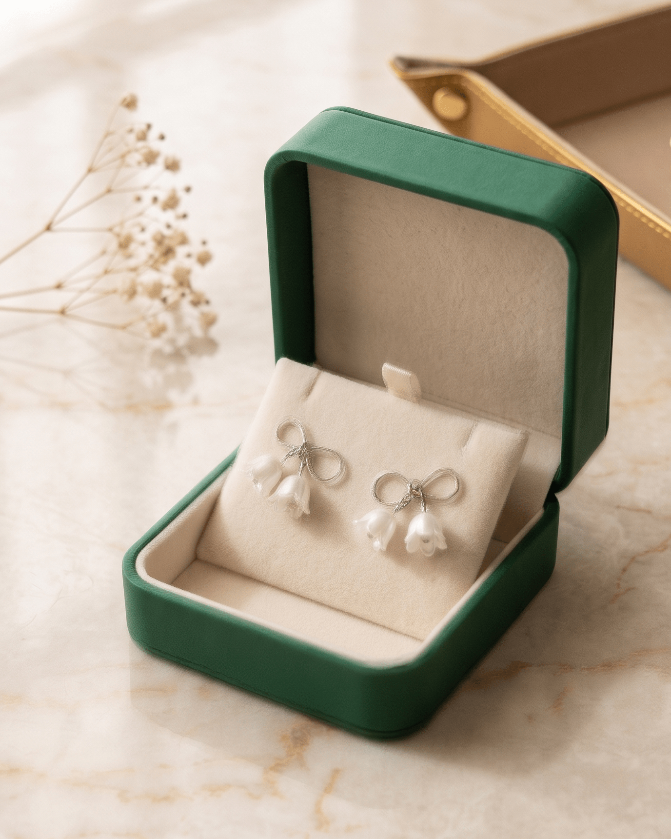 Silver Bow Tulip Pearl Drop Earrings - Sannu Fashion Store