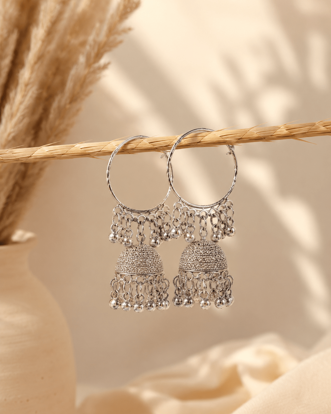 Silver Jhumka Hoop Earrings - Sannu Fashion Store