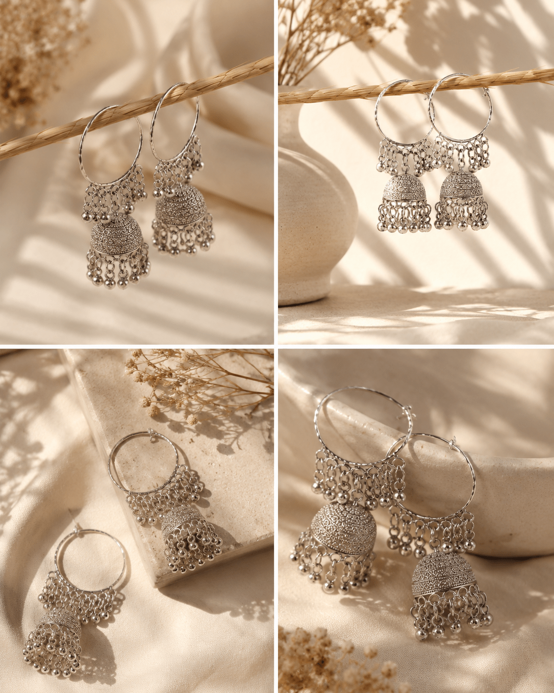 Silver Jhumka Hoop Earrings - Sannu Fashion Store